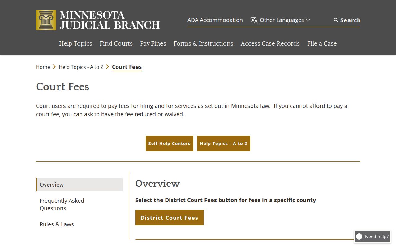 Olmsted County civil docket record source showing county and category search controls
