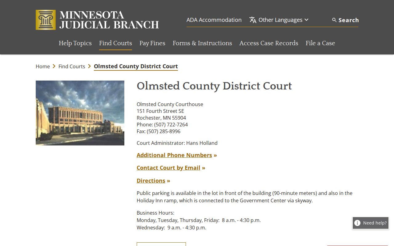 Olmsted County court docket courthouse access