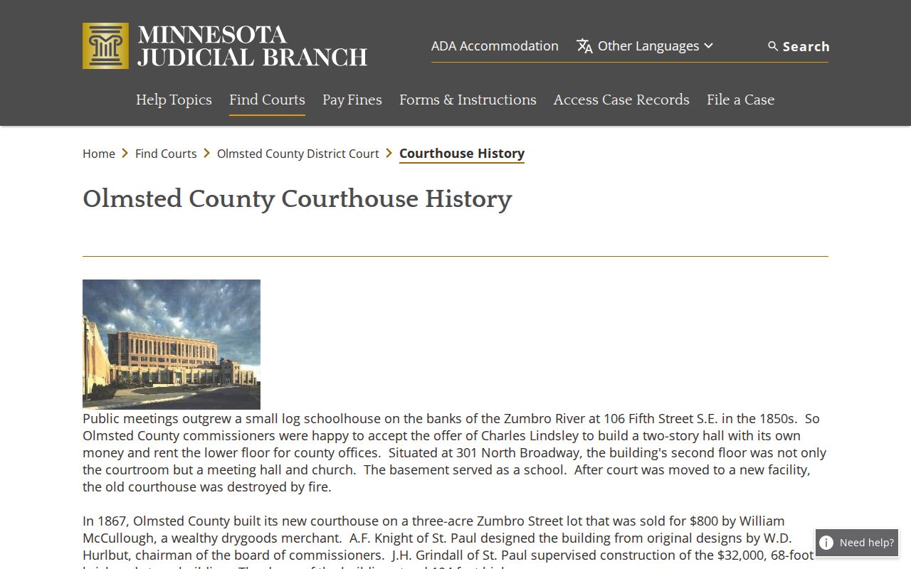 Olmsted County court docket Government Center history
